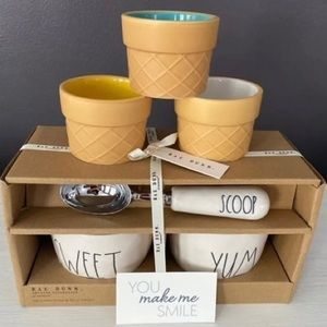Rae Dunn Scoop Sweet & Yum and 3 Ice cream Cups